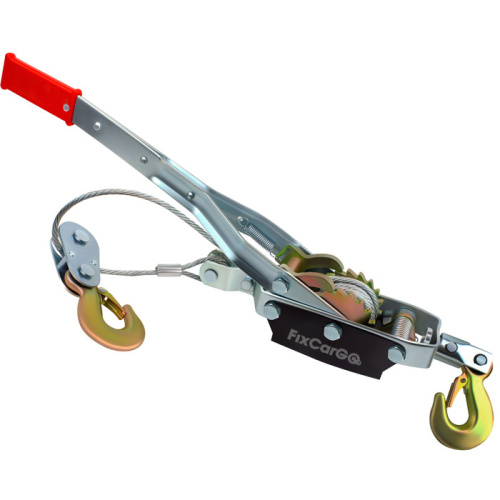 Лебёдка ручная рычажная 4 т. со стальным тросом 5,5 мм, 3,3 м. 2 крюка